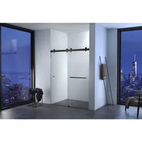 Shower Door, 60" W, Frameless Shower Door, Clear Tempered Glass, Semi-Frameless Dual Sliding Glass,Bathroom Glasss Showers Doors 2