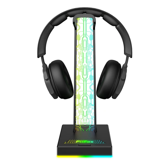 Soporte para auriculares, soporte para auriculares con sonido envolvente  7.1 y luz RGB, soporte para auriculares para juegos con puerto USB y 0.138