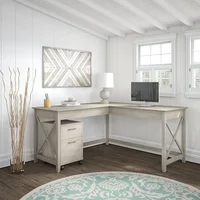 L Shaped Desk and File Cabinet Bundle Durable Corner Desk Office Supplies Washed Gray 1