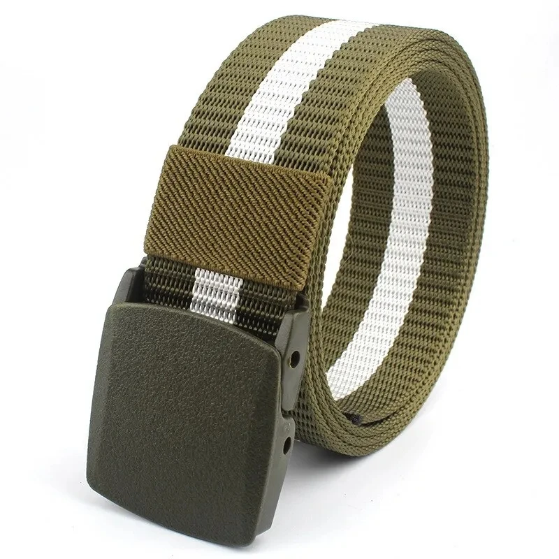 1pc Men's Canvas Belt Plastic Buckle Metal-Free Nylon Tactical Waist Belt Women's Belt Outdoor Hiking Webbing Belt Neutral Belts