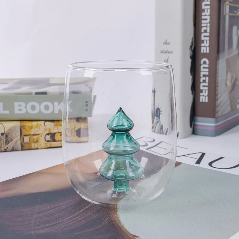 Whiskey Glass Glass Drinkware Christmas Glass Cup Antler Santa Claus Body Mugs Reindeer Glass Mug Crafts Transparent Wine Milk Coffee Cup Christmas Gift