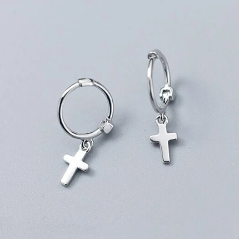 

Fashion Silver Cross Shape Earrings for Charm Women Girls Trendy Fine Jewelry Prevent Allergy Party Accessories Gifts Brincos