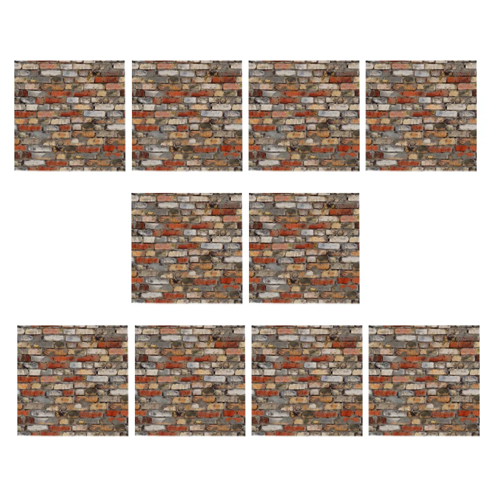 

12pcs Miniature Floor Stickers Mini House Floor Paper Sheet Fake Tile Wallpaper