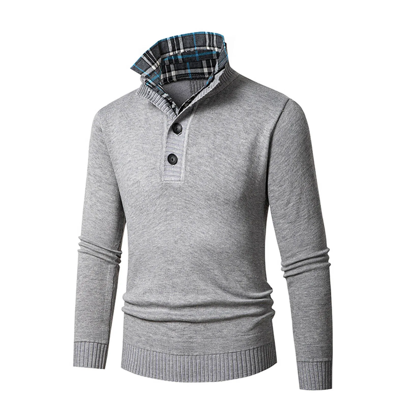 

Mens Spring And Autumn Fashion Casual Leave Two Button Knitted Sweaters Male Clothing Bottom Shirt Outdoor Clothes