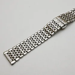 Men's Luxury Stainless Steel Watchband Bracelet - Silver & Gold Polished Finish - 18mm (Silver)