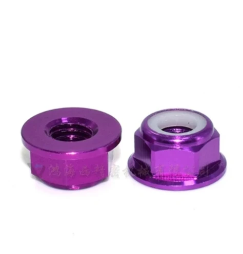 thumbnail image 1 of 2 piezas-10 piezas M2 M2.5 M3 M4 M5 M6 M8 Tuerca de seguridad de nailon con brida de aluminio anodizado de colores, 1 of 5