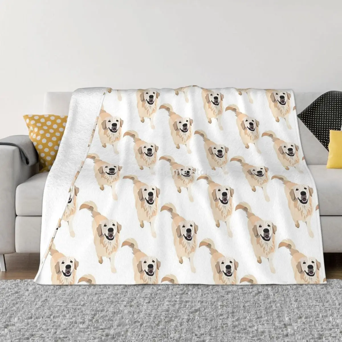 

Golden Retriever Dog Lover Blankets Velvet Textile Decor Breathable Ultra-Soft Throw Blankets for Sofa Office Bedding Throws