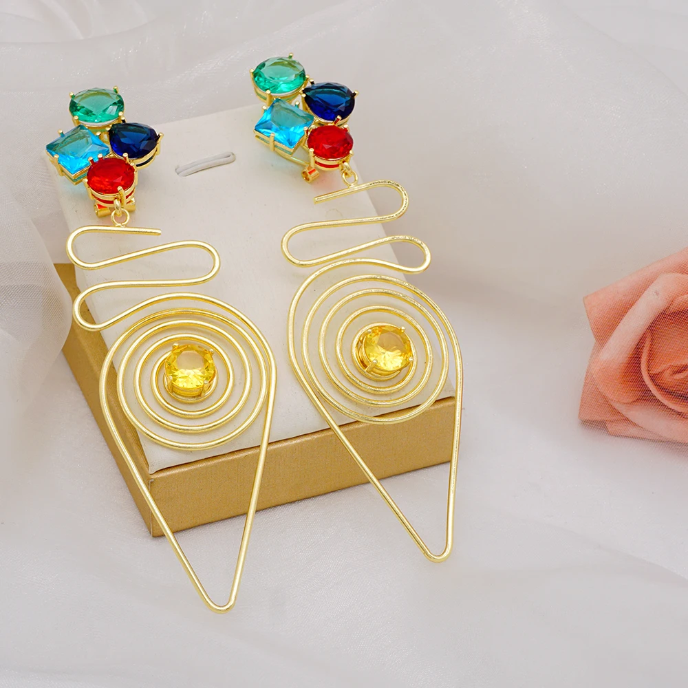 

Fashion Exaggerated Crystal Geometric Big Earrings Wedding Accessories For Women Drop Dangle Earring Gift Party