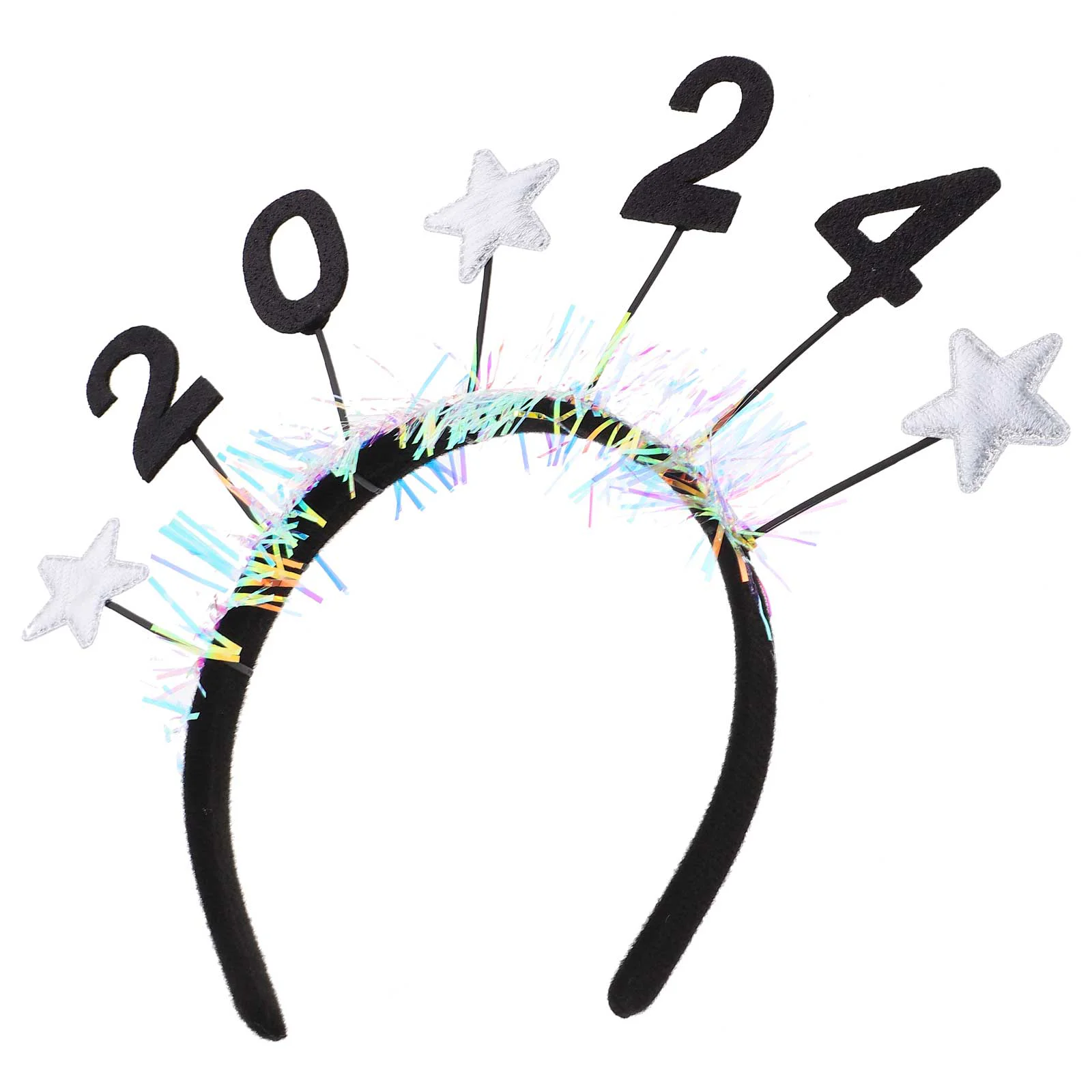 

New Year Headband Hair Band Fabric Headband New Year Party Hair New Year'S Eve Hoop Star Flower Decorative Headband
