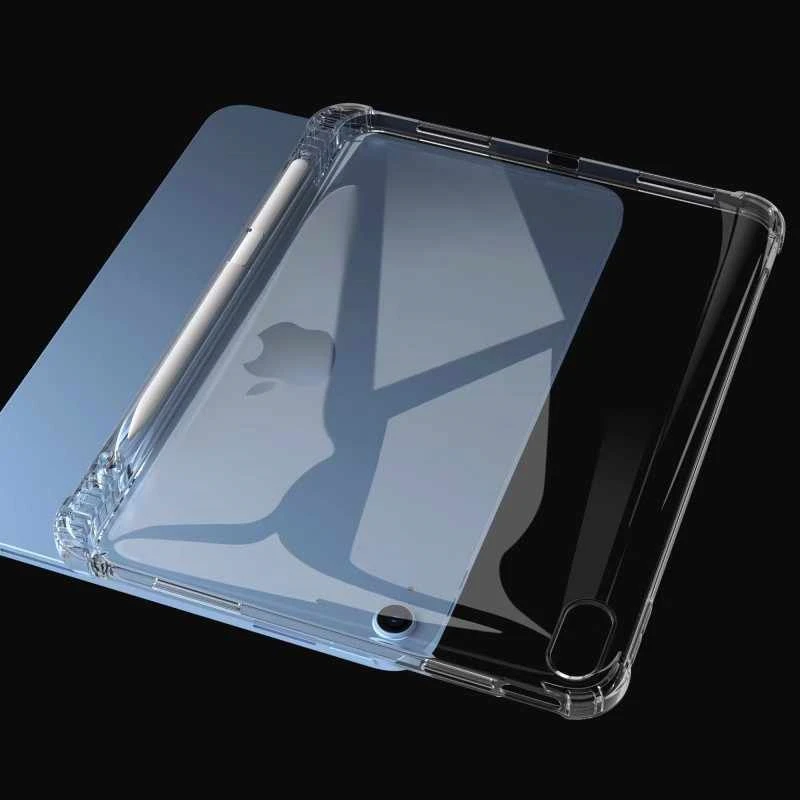 Clear iPad Case with Pencil Holder - Durable, Soft TPU Protective Cover