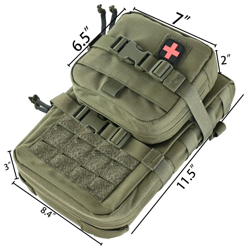 Mini bolsa de hidratação para caça militar, pacote de hidratação Molle tático, Rip Away IFAK Medical Pouch, Med Patch Pouch, pequeno, 2 em 1