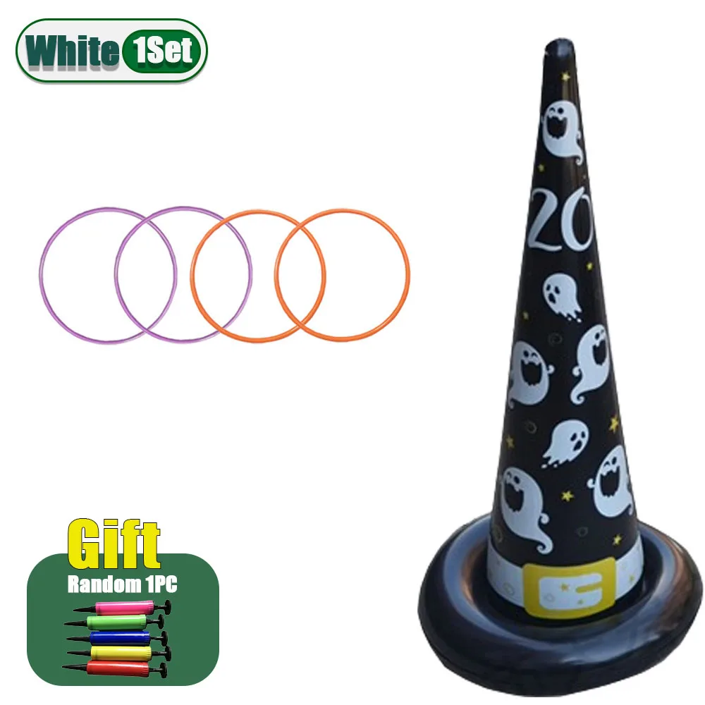 thumbnail image 1 of Juego de 20 anillos inflables de sombrero de bruja para Halloween, juego de anillos para fiestas familiares, juguetes para fiestas festivas, juego de elección perfecta, 1 of 5