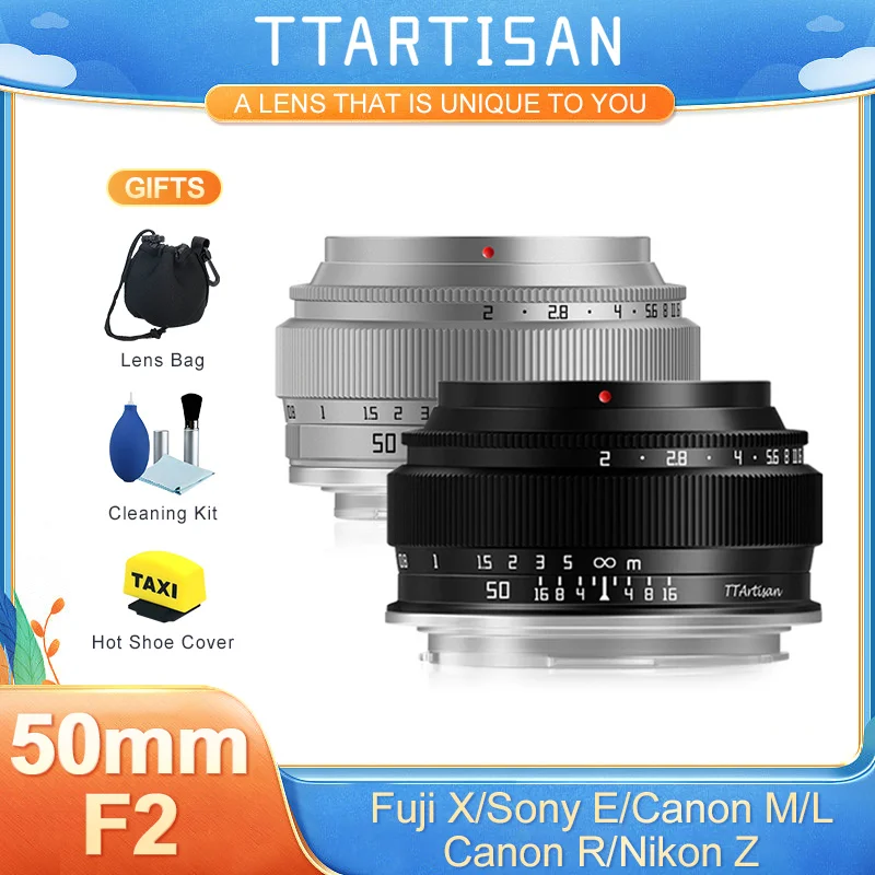 TTArtisan 50 мм F2 Полнокадровый ручной фокус Прайм портретный объектив для Sony E Nikon Z Canon M Canon R M43 Fuji X Leica Sigma L крепление