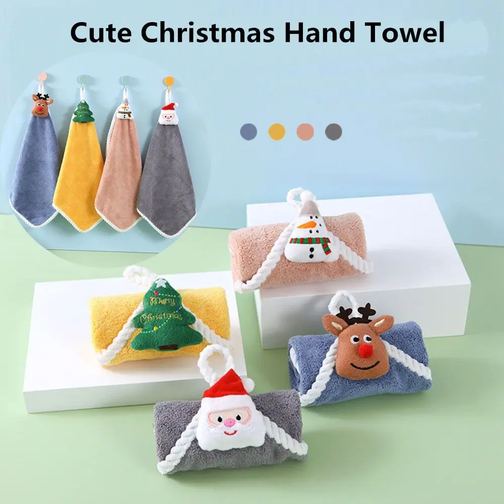 Microfiber towel cotton towel hand towel microfiber hand towel bamboo hand towel Kids Christmas Style Hand Towel Cartoon Elk Snowman Santa Claus Xmas Tree Velvet Towel Bathroom Hanging Adsorption Cloth