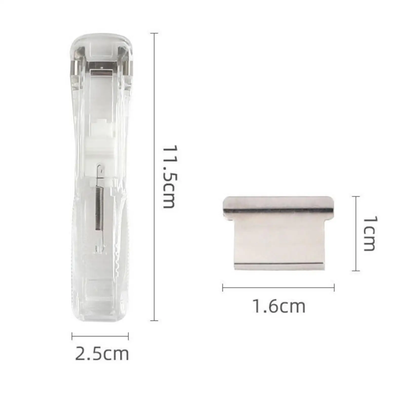 50개의 클립이 있는 미니 스테이플러 대학생을 위한 투명 플라스틱 푸시 스테이플러 학교 사무실 휴대용 책상 액세서리 바인딩 도구