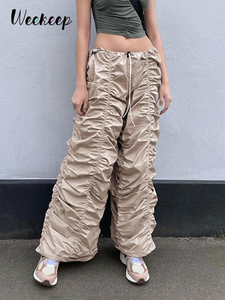 Weekeep Drawstring Casual Pants Khaki 