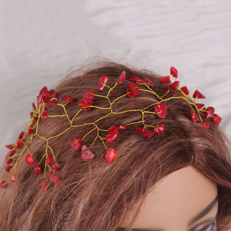 4ujewelry 29cm Orange Wine White Nature Coral Bridal Nigerian Headpieces Jewelry For Weddings Handmade