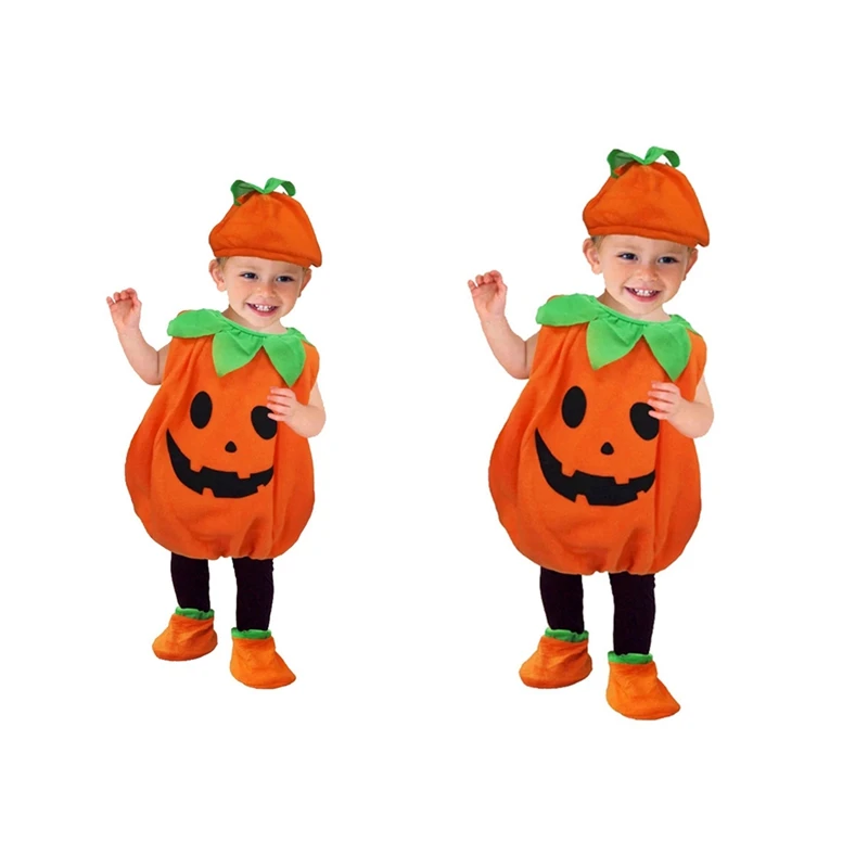 

Детский костюм тыквы на Хэллоуин с шапочкой для косплея для маленьких мальчиков и девочек