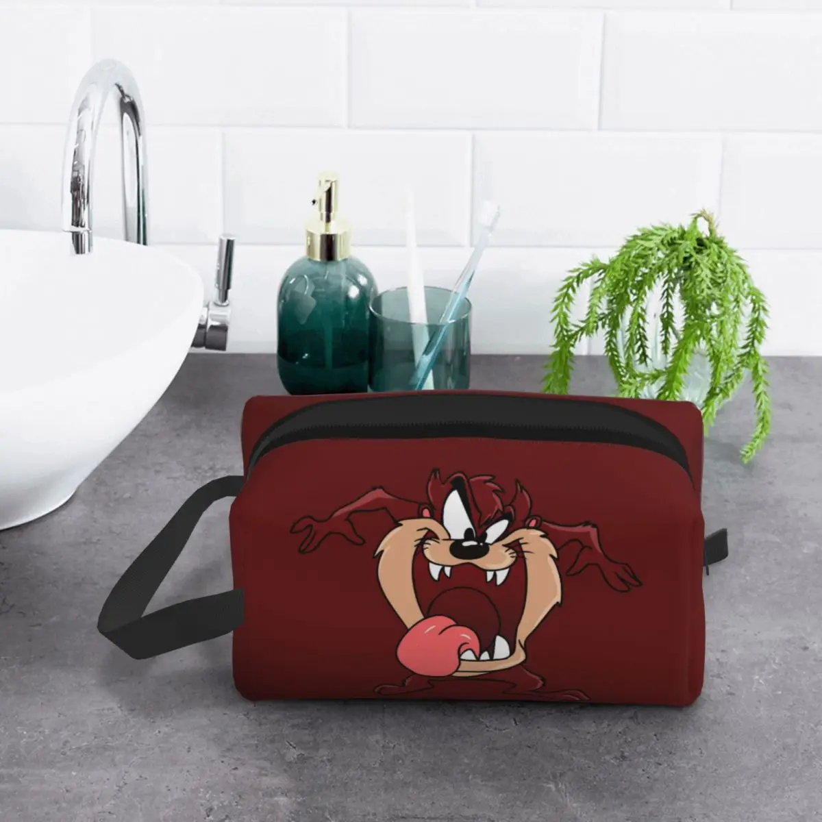Custom Tasmanian Devil Travel Cosmetic Bag Women Taz Cartoon Anime Toiletry Makeup Organizer Ladies Beauty Storage Dopp Kit 6