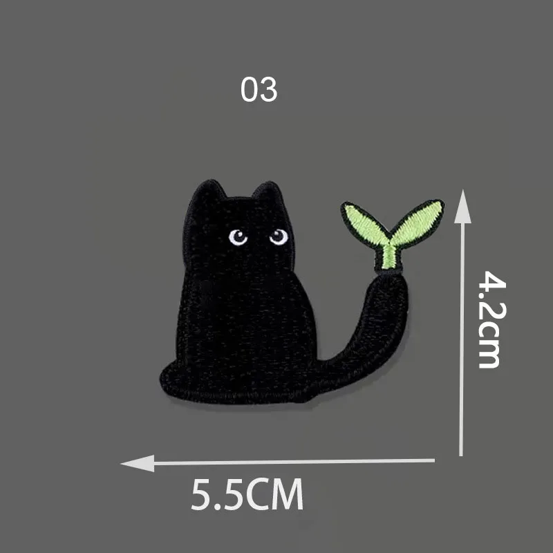 1-teiliger Aufnäher zum Aufkleben der schwarzen Katze, Stickerei, Kleidungsreparatur, Handydekoration, selbstklebender Stil – Detail 8