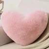 12/17" Faux Rabbit Fur Heart Pillow Decorative Pillows Plush Love Heart Shaped Fluffy Throw Pillow Cushion Valentine's Day Gifts 2