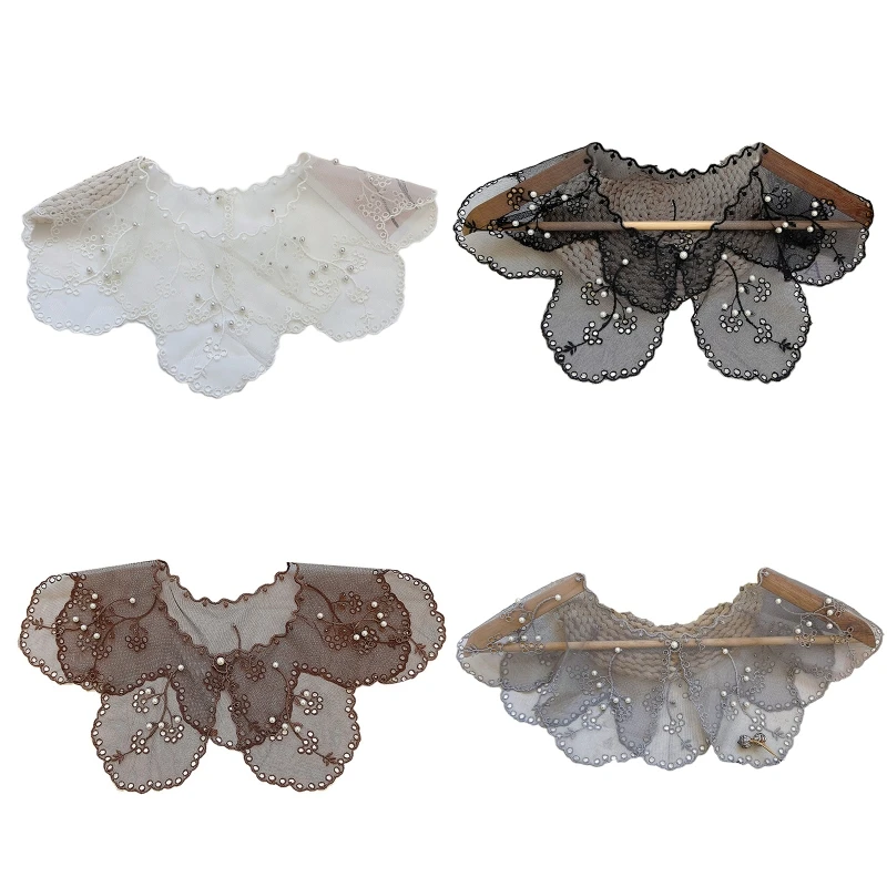 

False Collar Embroidery Collar Detachable Collar With Pearl Hollow Out Neckline