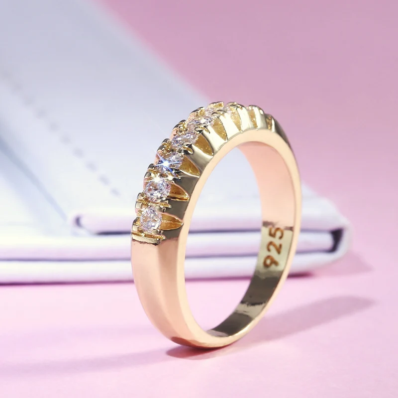 925 Sterling Silver Gold Wedding Engagement Rings Women Girls CZ Crystal Trendy Jewelry silver rings silver ring wedding rings gold plated silver ring gold rings golden ring
