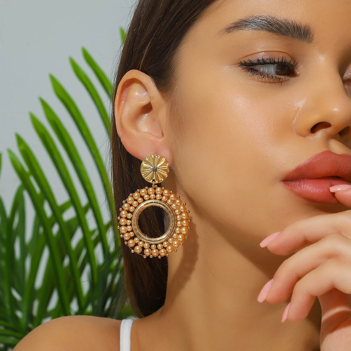 Elegant Imitation Pearl Beads Drop Earrings for Women Bohemain Handmade Round Shaped Dangle Earrings Summer Party Jewelry Gifts