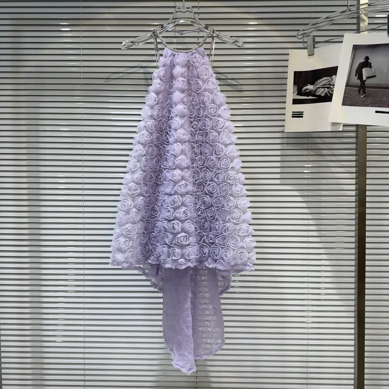 

Женское Сетчатое платье без рукавов BORVEMAYS, однотонное элегантное свободное платье с жемчужным воротником и объемными цветами, модель WZ8375 на лето