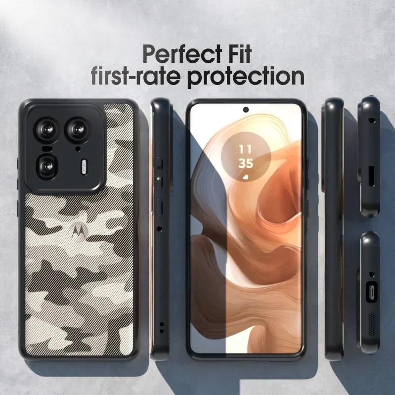 Rugged Military-Grade Shockproof Translucent Phone Case - Camo Black