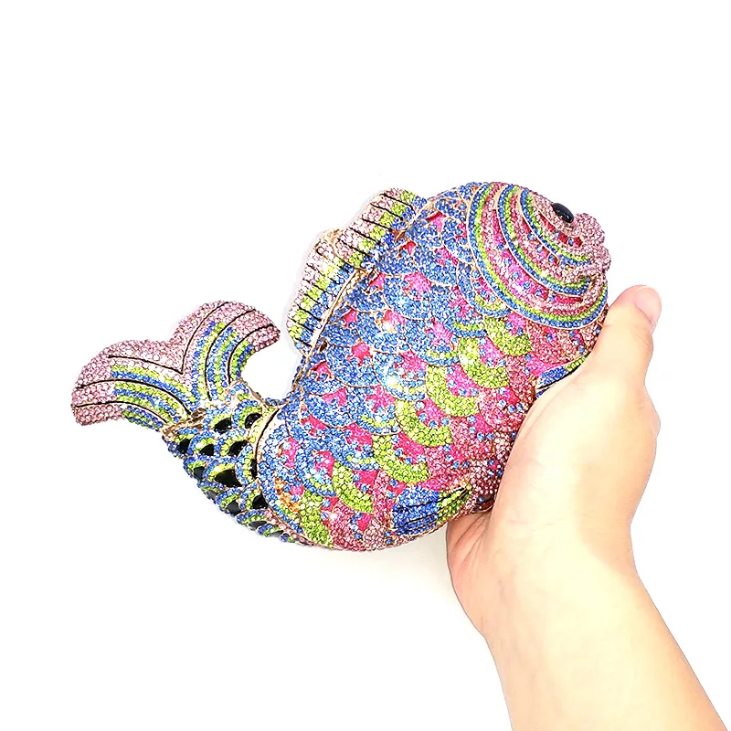 Bag Women evening party colorful diamonds luxury crystal clutch bridal wedding party purse handbag animal fish crystal purses shoulder bags women evening bag
