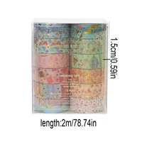 Creative Floral Hot Foil Washi Tape Set,12 Rolls Decorative Masking Tape for Scrapbooking,Journaling,DIY Gift Supplies 2