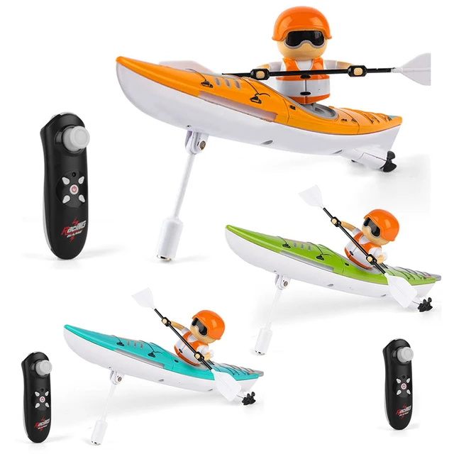 2.4Ghz Remote Control Boat W/Colorful LED Light RC Kayak Boat Innovative Realistic Paddling Design Summer Water Toys for Kids 3