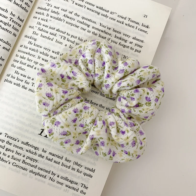 Korean Floral Print Scrunchies Fashion Hairband Hair Rope for Ponytail Holder Elastic Hair Band Sweet Hair Ties Hair Accessories hairclips Hair Accessories