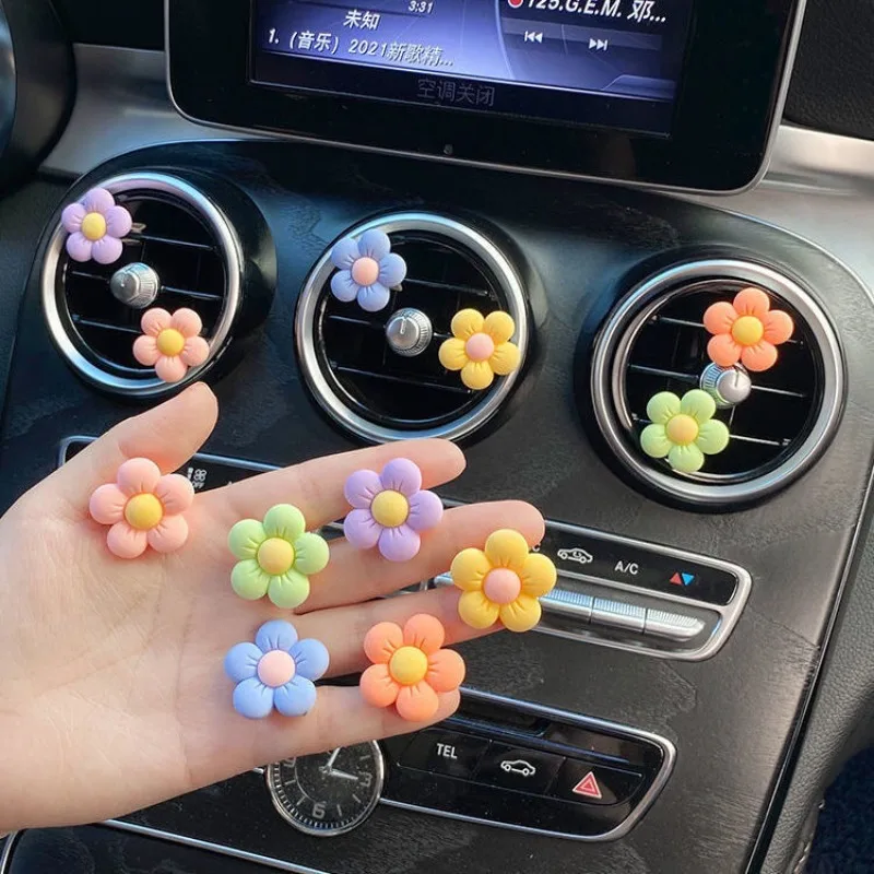 

Cute Flower Aromatherapy Car Air Outlet Vent Decoration Perfume Clip Air Freshener Colorful Small Decor Auto Accessories Small
