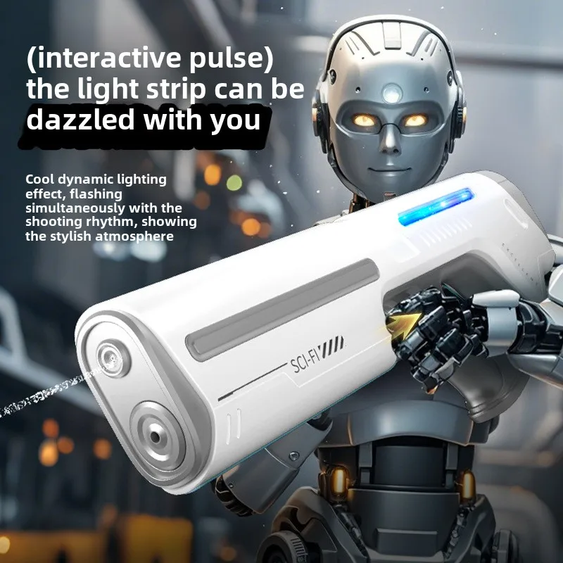 USB 충전식 전동 물총 (라이트 포함) 어린이 자동 물 흡수 물총 여름 야외 슈팅 장난감