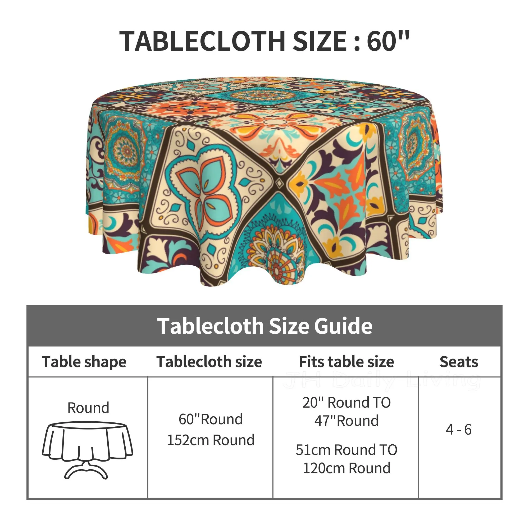 60 inch clearance round tablecloth