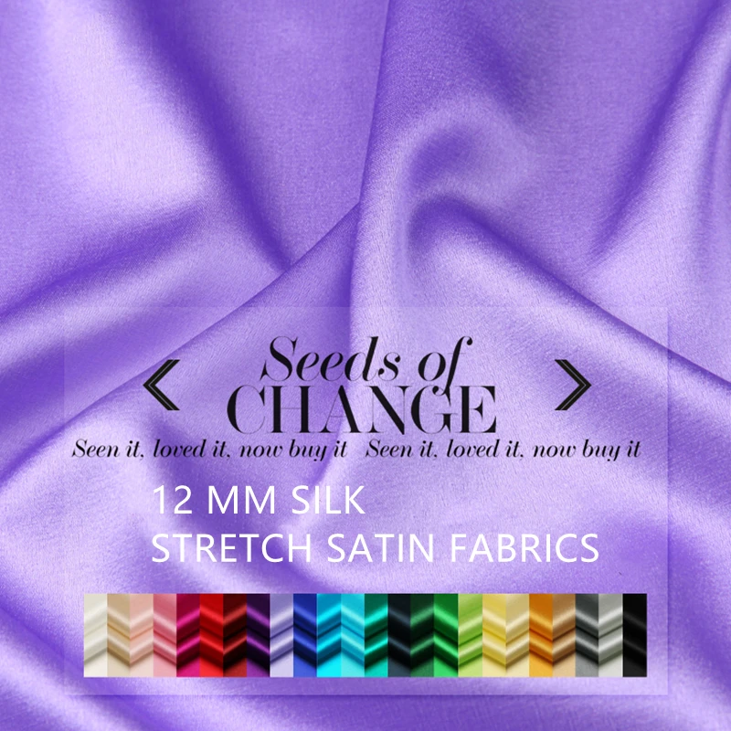 

12 MM Silk Satin Fabrics For Sewing Per Meter Stretch Lycra Width 47" Charmeuse Textile Quilting Patchwo DIY Gown Full Dress