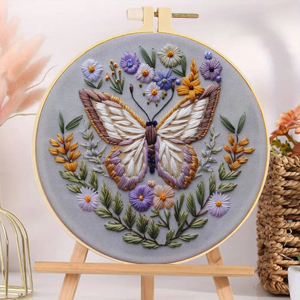 Animal Flowers Embroidery Kit Adult Handmade Sewing Beginners Home Decoration
