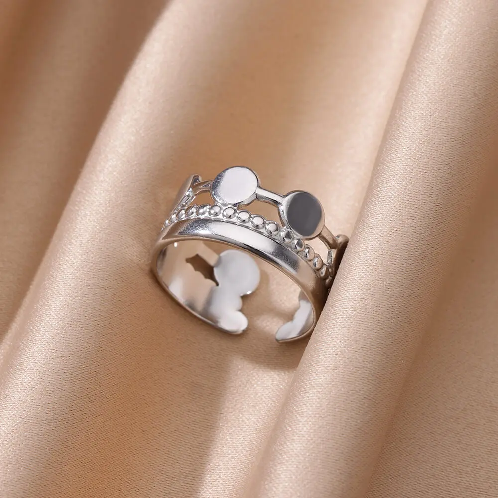 Fashion Multi-layer Ring For Women Gold Color Stainless Steel
