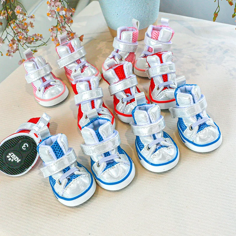 4pcs Pet Boots Dog Running Shoes Summer Spring Breathable Puppy Cat
