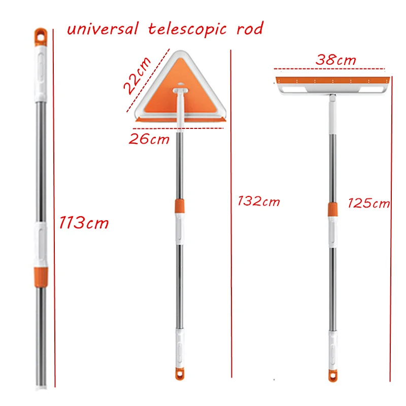 Glass window scraper telescopic silicone strip wiper scrapper brush dusting triangle mop for window toilet floor drying