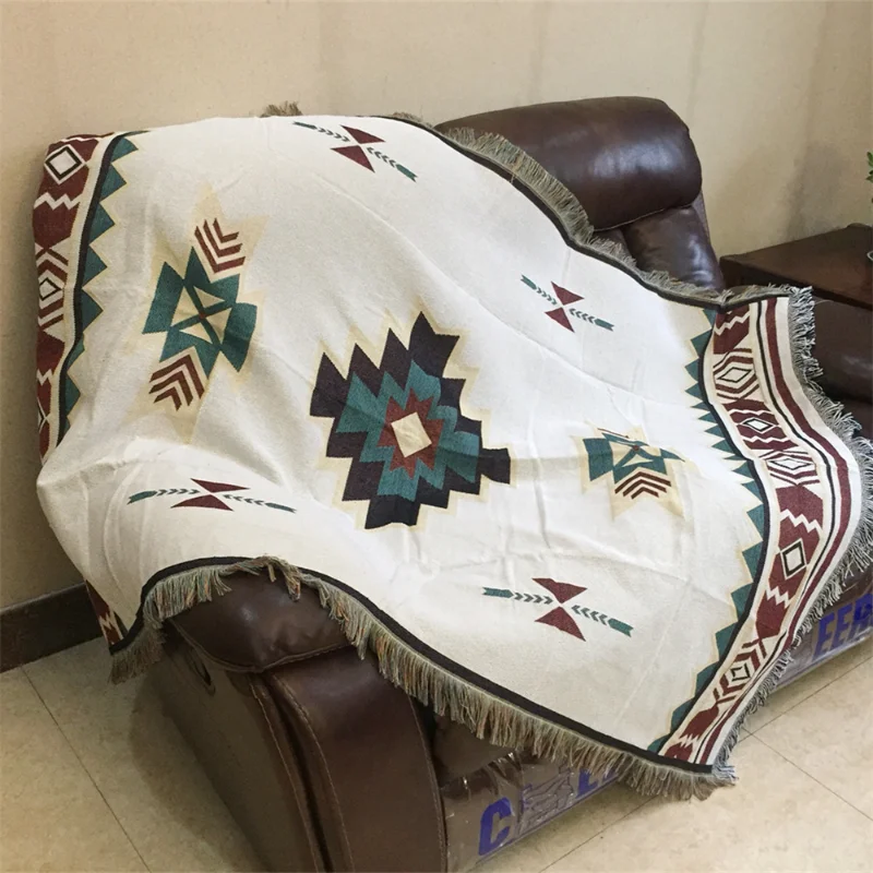 

Blanket Soft Cotton Vintage Sofa Throw Bohemian Chair Cover Towel Tapestry Tablecloth Family Decoration Boho Style Festival Gift