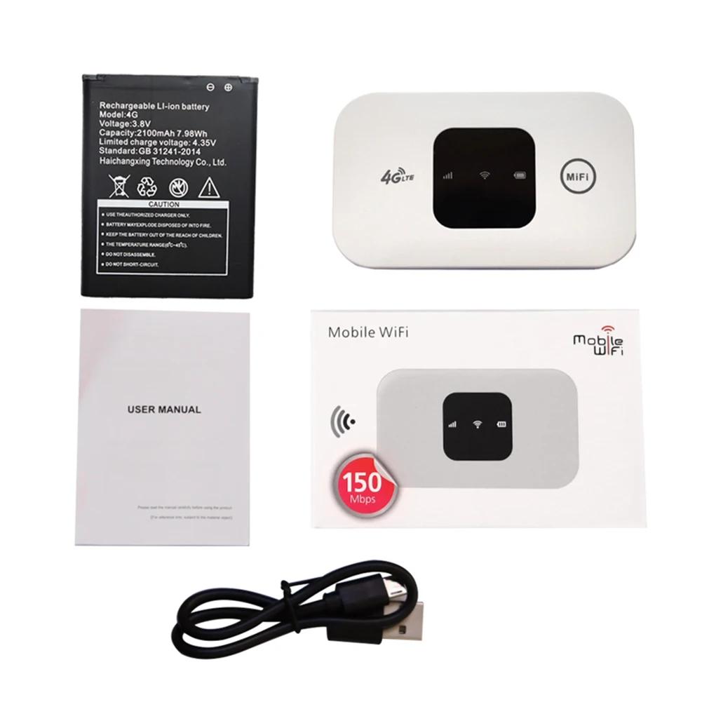 4G Pocket WiFi Router Portable Mobile Hotspot 150Mbps Wireless Modem with SIM Card Slot 4G Wireless Router Wide Coverage