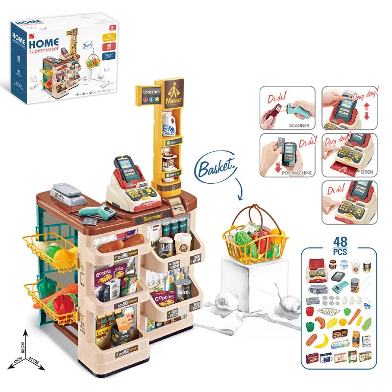 Children's Puzzle Girl Simulation Supermarket Cash Register Electric Multifunctional Parent-Child festival birthday Kid gift Toy 6
