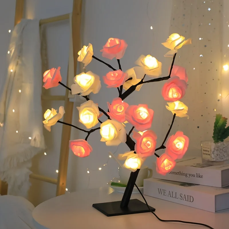 USB LED Rose Tree Lamp – Warm White Romantic Table Light 3