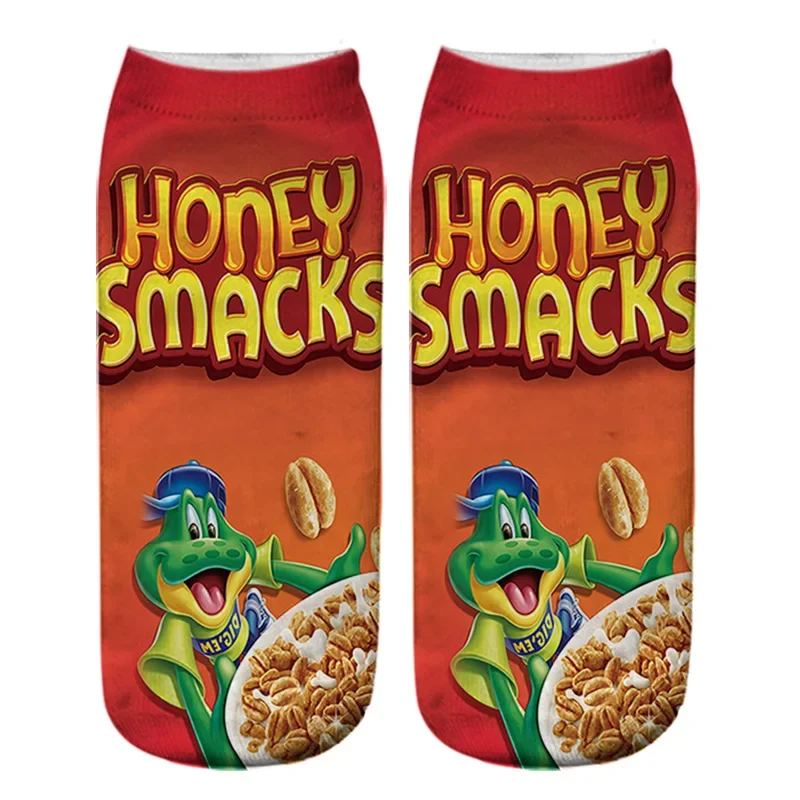 thumbnail image 1 of Calcetines cortos con estampado 3D de patatas fritas y comida de dibujos animados divertidos para mujer y hombre, para verano y primavera, 1 of 5
