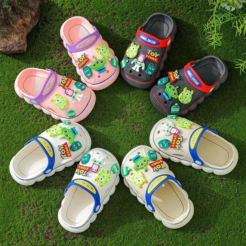 Disney Summer Baby Boy Sandal Closed Toe Kid Cartoon Toy Story Buzz Lightyear Print Slipper Non-slip Girl Sport Soft Beach Shoes