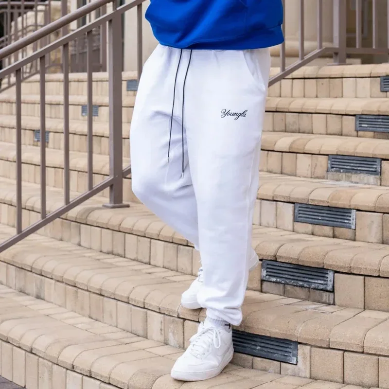Men's embroidered cotton sportswear, American style, casual fashion, sportswear, men's fitness pants