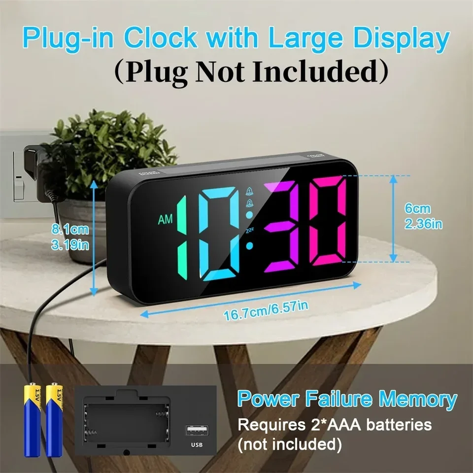 Sveglia digitale RGB vibrante super rumorosa, vibratore per letto